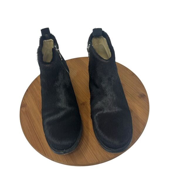 Elizabeth and James Ava Black Ankle Bootie Pony Hair Boho Festival Womens Size 8 - Picture 2 of 9